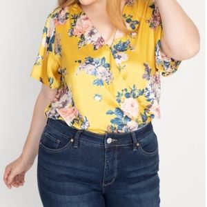 Floral Print Front Warp Bodysuit